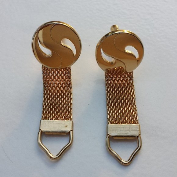 Abstract Cufflinks Goldtone Round Wrap Mesh - Picture 1 of 5